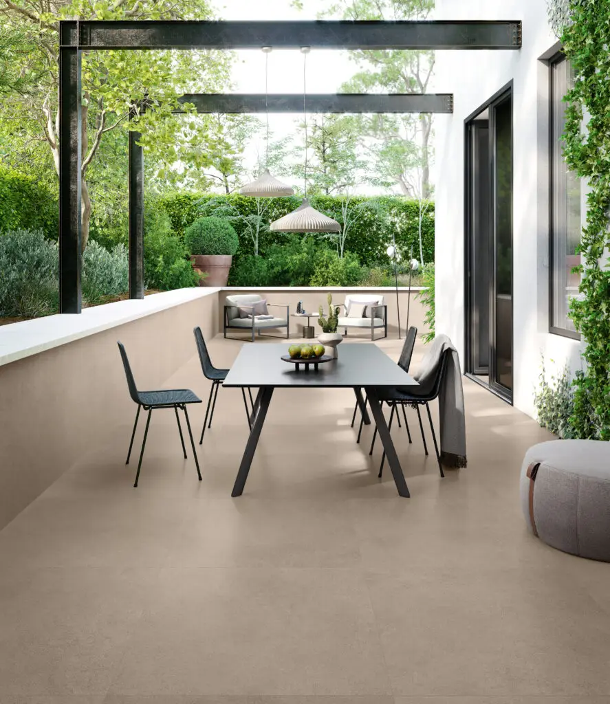 Dalles en béton pour terrasse - couleur taupe - Mommma mosaïque Bruxelles